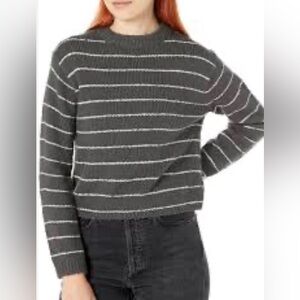 VINCE Pebbled Cotton Stripe Crew Neck Sweater
